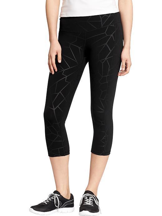 Old Navy Womens Active Printed Compression Capris 20&quot; - Black Jack Print