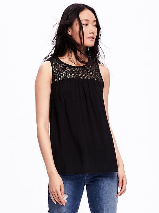 Old Navy Crochet Yoke Tank For Women - Black