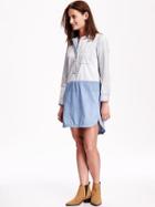 Old Navy Colorblock Chambray Shirtdress - Color Block Cool
