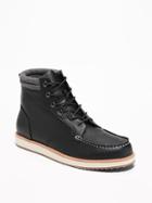 Old Navy Mens Faux-leather Moc Boots For Men Blackjack Size 8