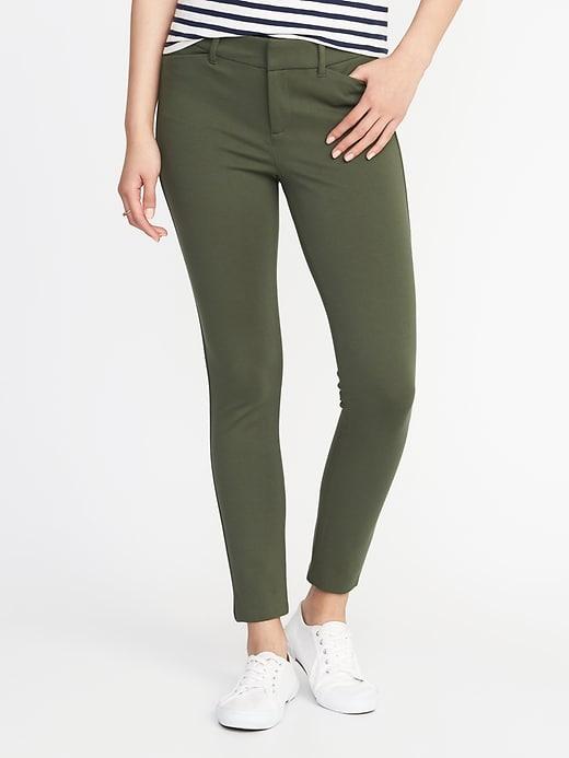 Old Navy Womens Mid-rise Built-in Sculpt Ponte-knit Pixie Ankle Pants For Women Moss Landing Size 4