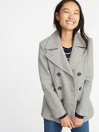 Old Navy Womens Brushed Flannel Peacoat For Women Light Heather Gray Size M