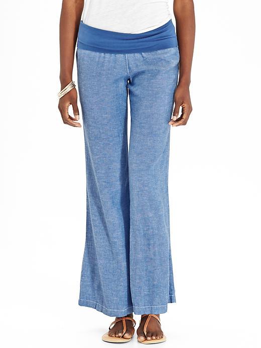 Old Navy Womens Linen Blend Pull On Pants Size Xs Tall - Light Tone Chambray
