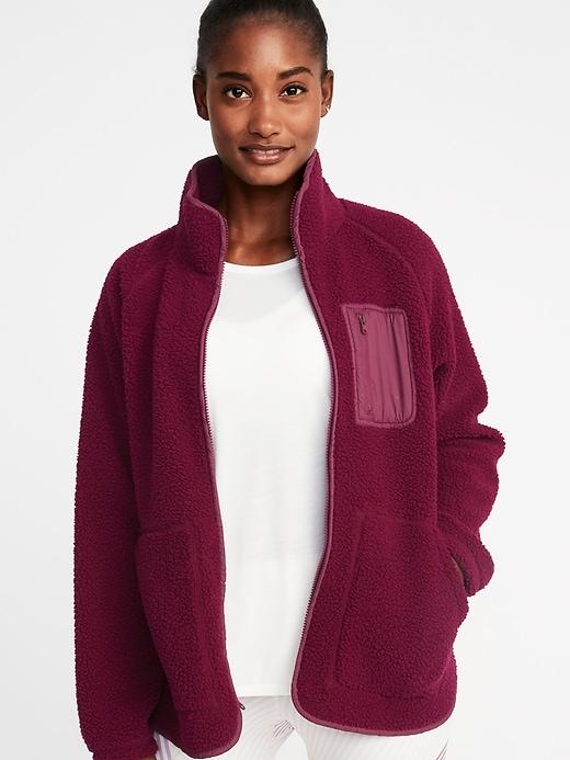 Old Navy Womens Sherpa Zip Jacket For Women Winter Wine Size S