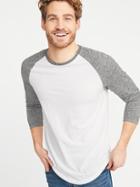 Soft-washed Color-blocked 3/4-sleeve Tee For Men