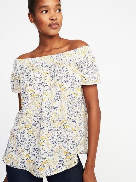 Old Navy Womens Relaxed Floral Off-the-shoulder Top For Women White Floral Size Xl
