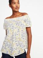 Old Navy Womens Relaxed Floral Off-the-shoulder Top For Women White Floral Size Xl