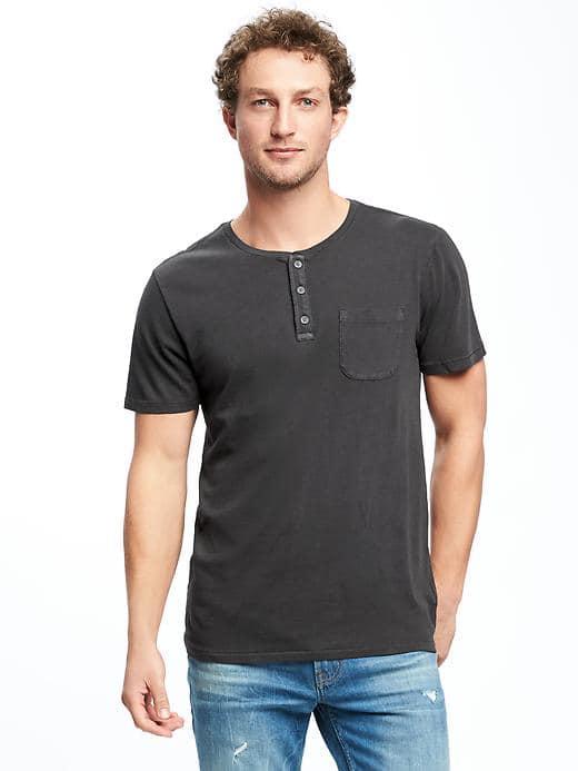 Old Navy Garment Dyed Henley For Men - Darkroom
