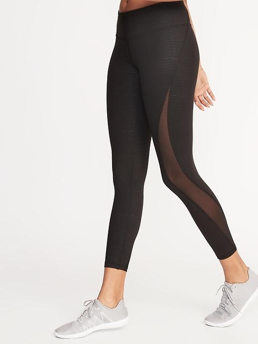 Mid-rise Elevate 7/8-length Mesh-panel Compression Leggings For Women