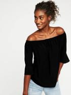 Old Navy Smocked Off The Shoulder Swing Top For Women - Blackjack