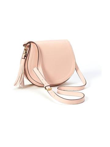 Old Navy Faux Leather Tassel Saddle Purse For Women - Light Pink