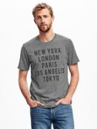 Old Navy Graphic Crew Neck Tee For Men - Dark Heather Grey