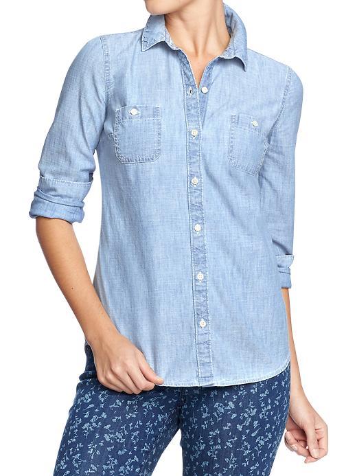 Old Navy Old Navy Womens Classic Chambray Shirts Light Chambray