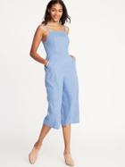 Waist-defined Square-neck Cami Jumpsuit For Women