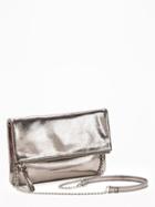 Old Navy Metallic Fold Over Clutch For Women - Pewter