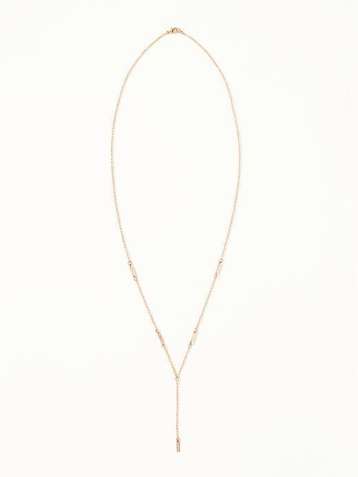 Old Navy Pav Bar Lariat Necklace For Women - Rose Gold