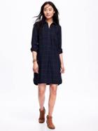 Old Navy Plaid Shirt Dress For Women - Large Green Plaid