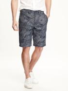 Old Navy Printed Slim Fit Chambray Shorts For Men - Chambray Print