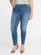 Old Navy Womens Smooth & Slim High-rise Plus-size Raw-edge Rockstar Jeans Medium Wash Size 18