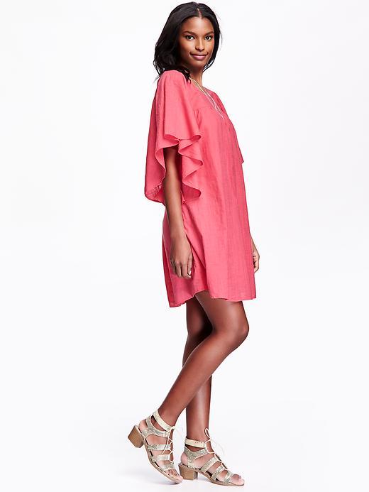 Old Navy Sheer Flutter Sleeve Dress For Women - Lady Guava