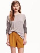 Old Navy Womens Crew Neck Color Block Sweaters Size L - Heather Oatmeal