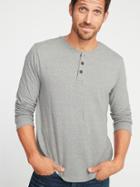 Old Navy Mens Double-knit Long-sleeve Henley For Men Light Gray Heather Size S