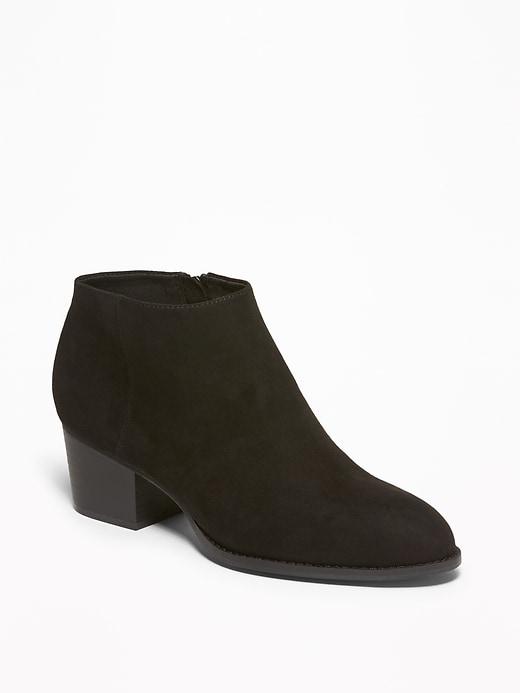 Faux-suede Mid-heel Booties For Women