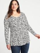Old Navy Womens Relaxed Jersey Plus-size Peplum-hem Luxe Top White Floral Size 1x