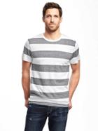 Old Navy Soft Washed Crew Neck Tee For Men - Wide Stripe White