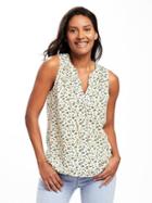 Old Navy Relaxed Tie Front Tank For Women - White Floral