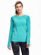 Old Navy Go Dry Seamless Performance Top For Women - Splashng Teal Sql Poly