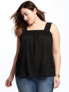 Old Navy Womens Plus-size Crochet-trim Swing Top Black Size 4x