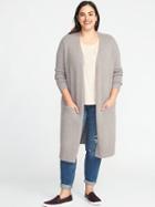 Old Navy Womens Plus-size Super-long Open-front Marled Sweater Oatmeal Marl Size 1x