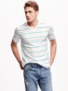 Old Navy Mens V Neck Tee - Cyan Sea