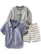 Old Navy 3 Piece Ocford, Sweatshirt And Shorts Set - Wave