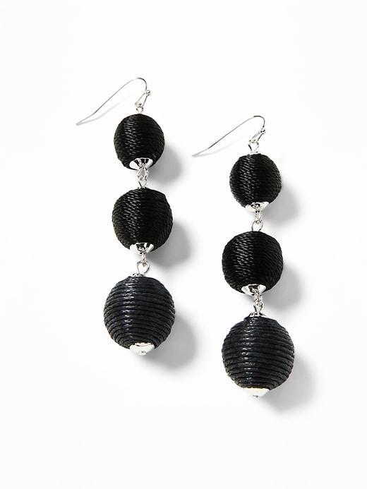 Old Navy Womens Linear Textured-fabric Drop Earrings For Women Black Size One Size