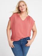 Old Navy Womens Plus-size Split-neck Cocoon Top Gooseberry Red Size 3x