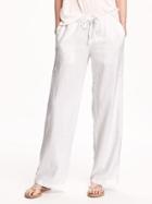Old Navy Womens Mid-rise Linen-blend Pants For Women Bright White Size Xl