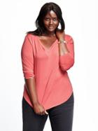 Old Navy Womens Plus Relaxed V Neck Tops Size 4x Plus - Apple Guava
