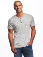Old Navy Slub Knit Textured Henley For Men - Light Gray Heather