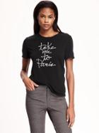 Old Navy Relaxed Graphic Crew Neck Tee For Women - Black