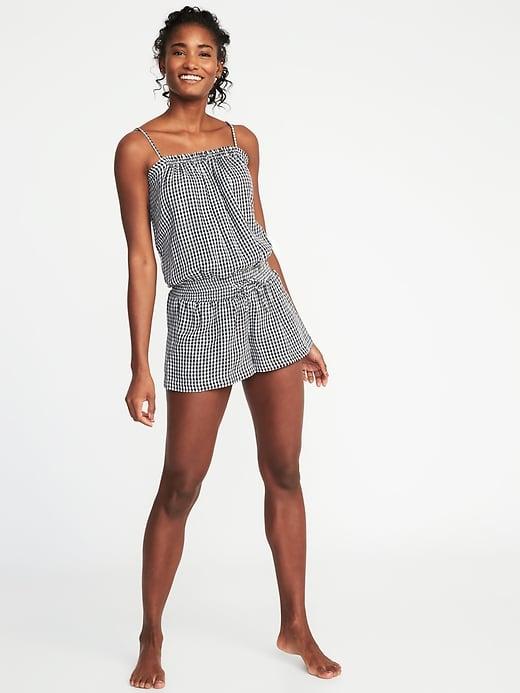Old Navy Womens Smocked Swim Romper For Women Gingham Size Xxl
