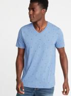 Soft-washed Anchor-print V-neck Tee For Men