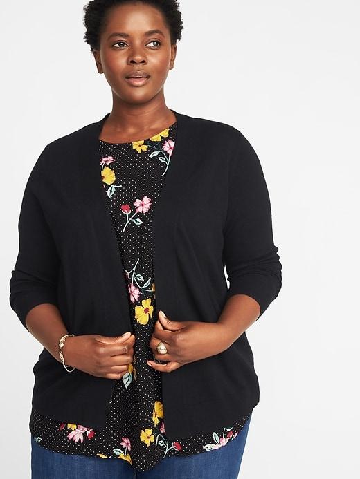 Old Navy Womens Cropped Plus-size Open-front Sweater Black Size 1x