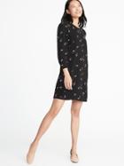 Old Navy Womens Crepe Shift Dress For Women Black Ditsy Floral Size M