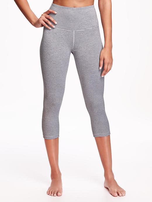 Old Navy Hi Rise Go Dry Crops For Women - Light Gray Heather Stripe