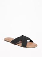 Old Navy Womens Faux-suede Crisscross Slide Sandals For Women Blackjack Size 6