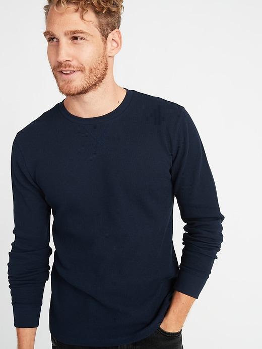Old Navy Mens Soft-washed Thermal-knit Crew-neck Tee For Men In The Navy Size S