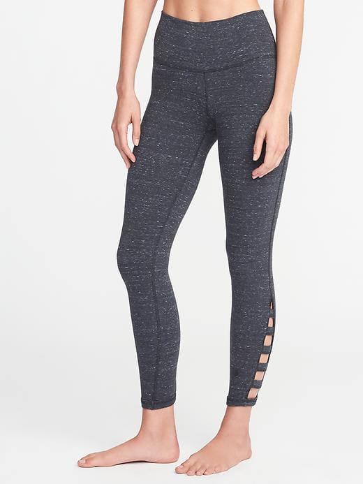 Old Navy High Rise Go Dry Lattice Hem 7/8 Length Leggings For Women - Carbon
