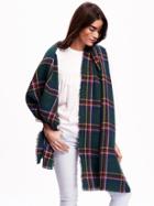 Old Navy Brushed Flannel Scarf - Large Green Plaid